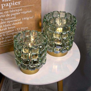 Harga Pabrik QRF Desain Unggul Mosaic Candle Holder Sareng Lampu LED