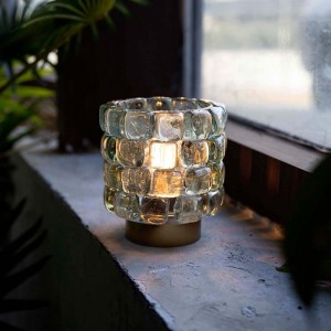QRF Factory Price Sili Design Mosaic Candle Holder With LED Lights