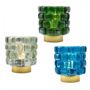 Prezo de fábrica QRF Portavelas de mosaico de deseño superior con luces LED