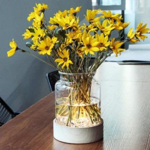 Vaso de vidro de design superior de venda quente QRF com luz LED