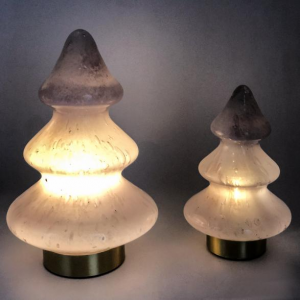 QRF Lampada per albero di Natale fatta a mano di vendita calda, lampada a LED soffiata a bocca, perfetta decorazione da tavolo natalizia