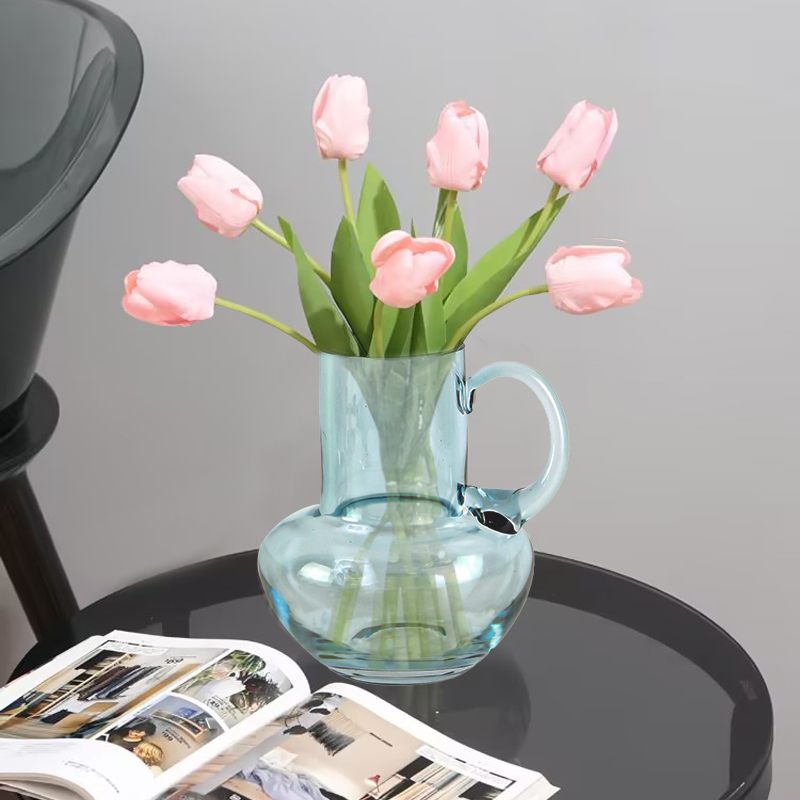 КРФ најбоља продаја, јединствени дизајн шарена стаклена ваза са ручком Истакнута слика