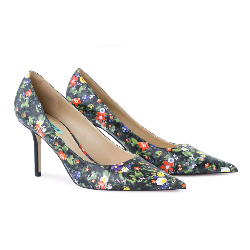 Refineda elegant flower pointed toe comfort dress high heels pumps