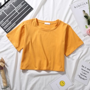 Wholesale Women Fashion Custom Logo Print Shirt Ladies Summer Plain Crop Tops