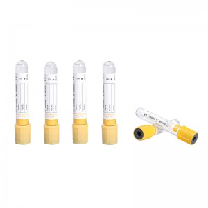 Yellow top disposable vacuum gel and clot activator blood collection tube