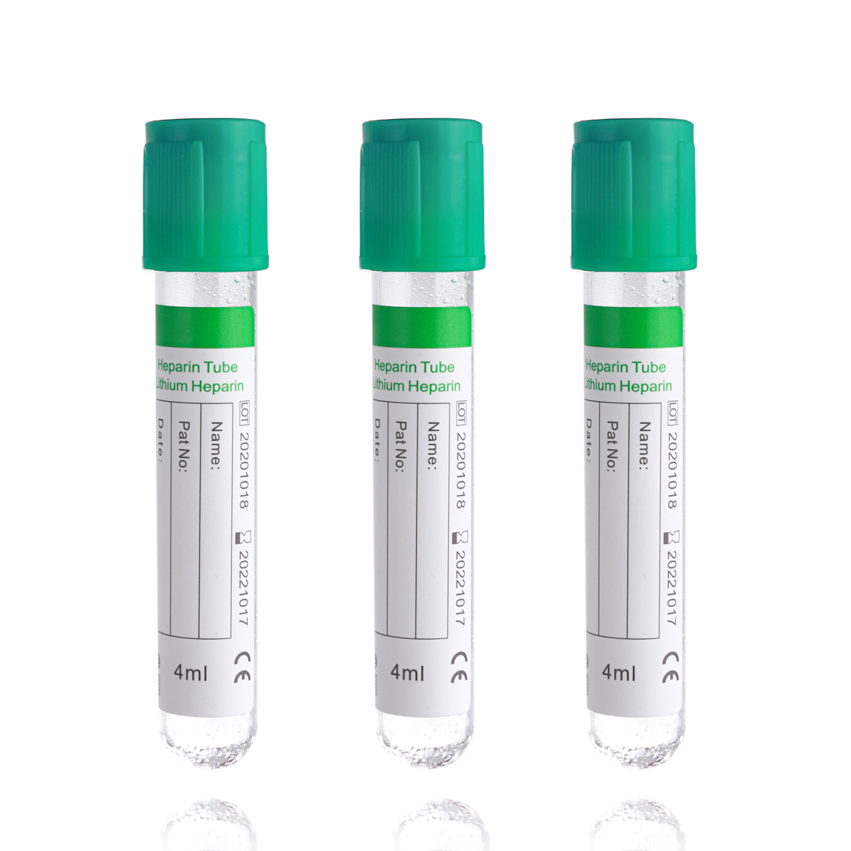Plastic and Glass Green Top Heparin Vacuum Blood Collection Tube Featured Image