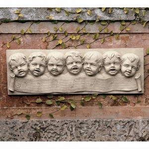 Reasonable price for Asian Garden Ornaments - Little Seven Baby Heads With Music Notes Wall Relief Sculpture, Music Decor Figurine Statue – Lihong Art