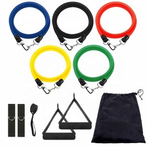 Wholesale Price China Custom Logo 11 Pieces Resistance Bands Set, 100lbs/150lbs Workout Tube Band, Resistance Band