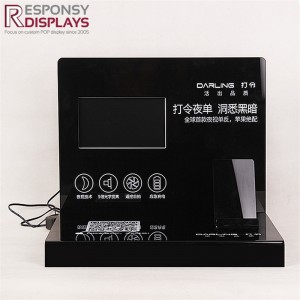 Customized Acrylic Counter Digital Camera Display Shelf With LCD Screen