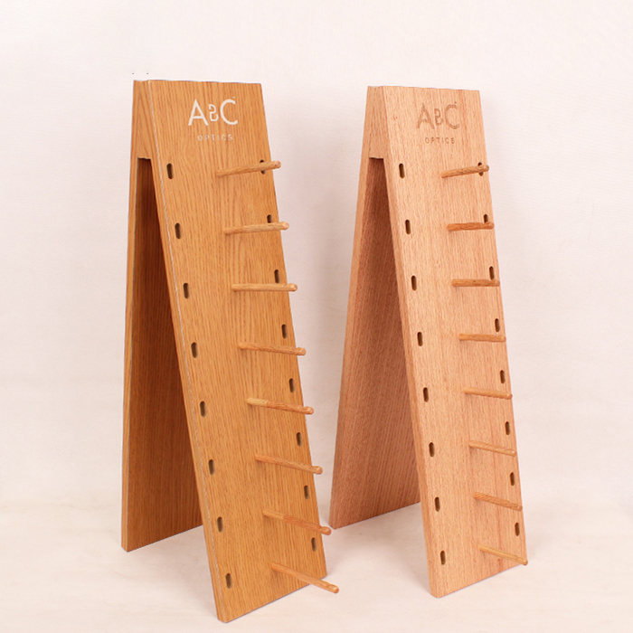Creatively Alphabetic Glasses Wooden Cell Table Display Rack With Two-Sided Pegs
