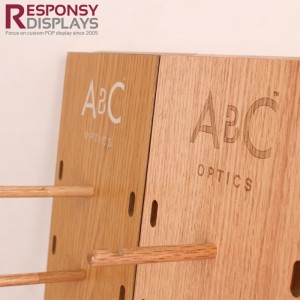 Creatively Alphabetic Glasses Wooden Cell Table Display Rack With Two-sided Pegs