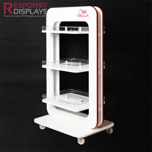 OEM/ODM Manufacturer Acrylic Eyelash Case - New Design 3 Layers Wood Acrylic Cosmetic Display Stand With 4 Wheels – Responsy