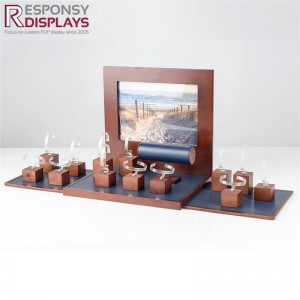Shopping Mall Counter Interchangeable Poster Natural Wood Watch Display