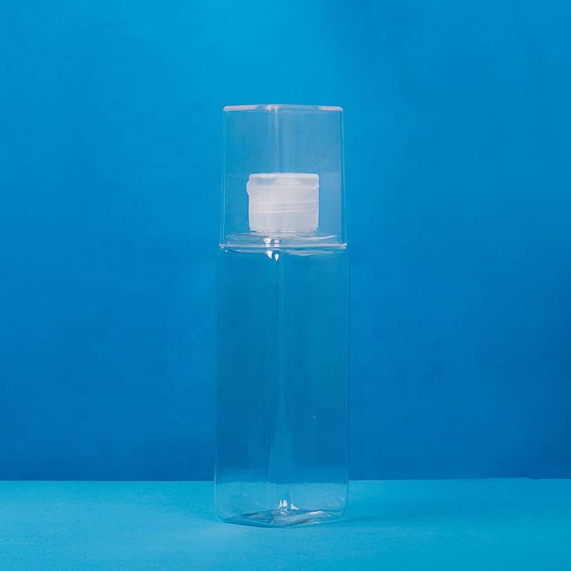 Venda a l'engròs de fàbrica d'ampolles de plàstic buides de rentat a mà transparents amb tapa abatible