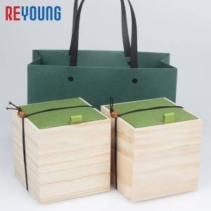 square natural wooden jewellery box container