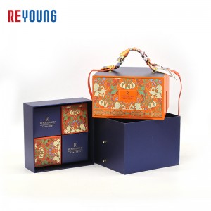 Gift Box With Ribbon – Luxury Custom Logo Rigid Cardboard Boxes Lid And Base Paper Packaging Gift Box  – Reyoung