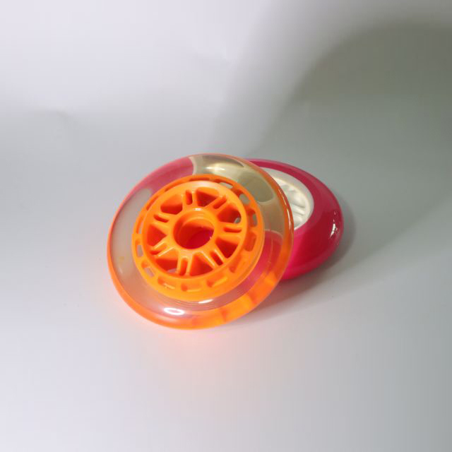 Nyandhang-tahan lan dhuwur-elastisitas!100mm transparan oranye inline roller shoes gembong khusus, nggawe skating Panjenengan Gamelan!