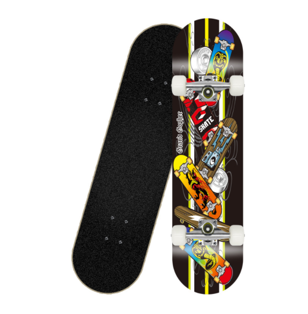 Custom 7-Story Canadian Maple Skateboard Deck Adult Double Warping Road Skateboard with Four Wheels Made from Aluminum and PU