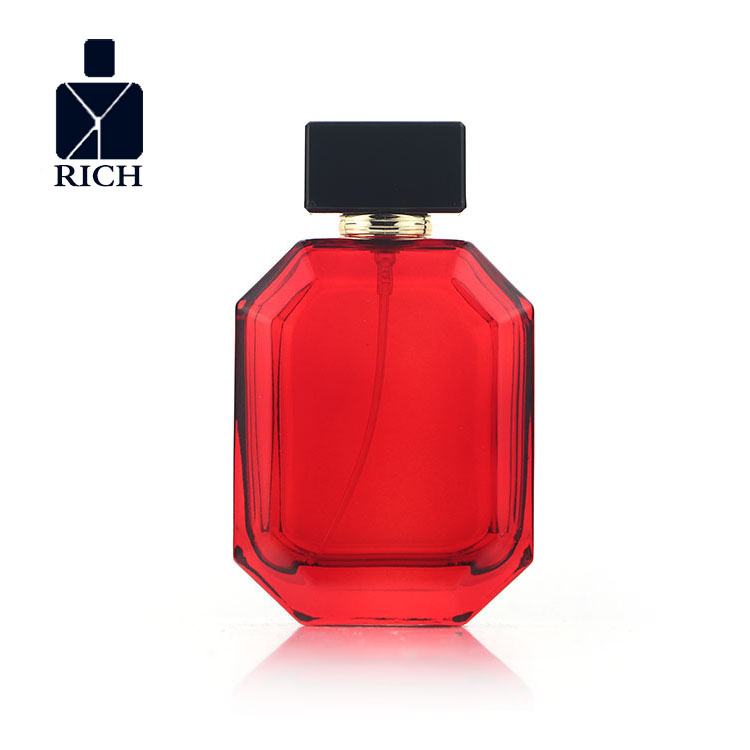 Custom Red 100ml Polygonal Perfume Bottle With Cap Featured Image