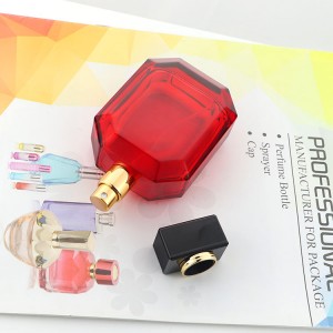Custom Red 100ml Polygonal Perfume Bottle With Cap