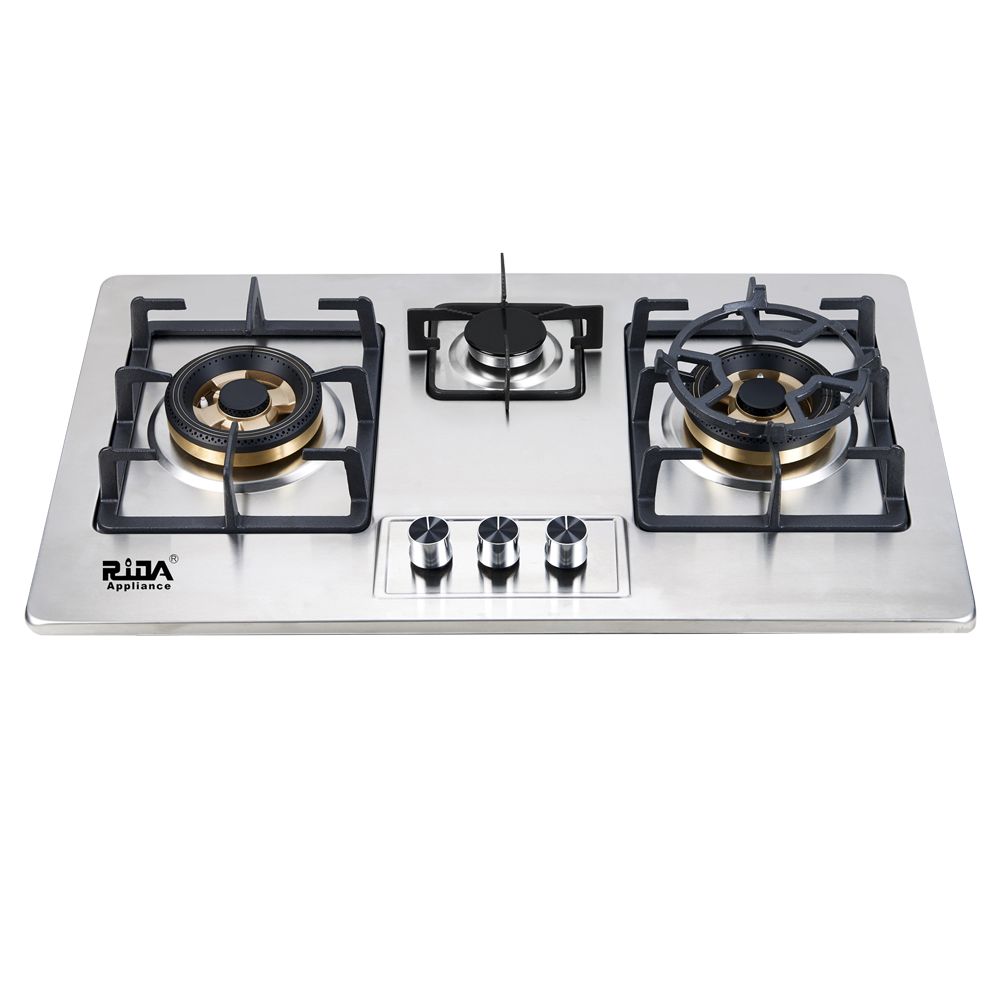 cylinder build in kitchen appliance brass burner 3 burner stainless steel pagluto gas hob gas cooker gas stove RDX-GH004 Featured Image