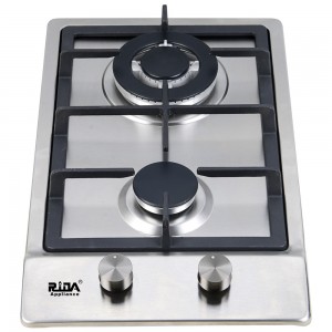 Electrodomèstic de cuina 2 cremadors Sabaf Suport de paella de ferro colat d'acer inoxidable Placa de gas integrada Rdx-ghs001