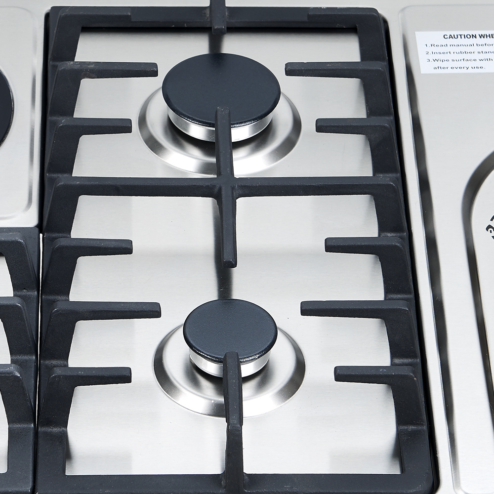 Appliance tal-kċina 4 Burner Sabaf Burner U Burner taċ-ċeramika Stainless Steel Ħadid fondut Pan Support Built-in Gas Hob Rdx-ghs003