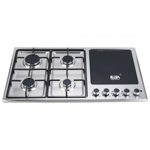 Electrodomèstic de cuina 5 cremadors Sabaf Cremador Ceràmica Panell d'acer inoxidable Placa de gas incorporada RDX-GHS010
