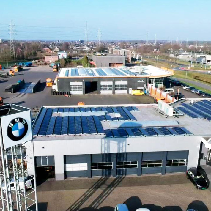 ស្ថានីយ៍ថាមពលពន្លឺព្រះអាទិត្យ 100KW ផ្គត់ផ្គង់សម្រាប់រោងចក្រ BMW 4S នៅប្រទេស Netherlands