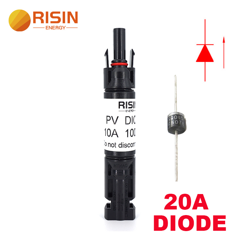 Conector de diodo solar Risin MC4 10A 15A 20A protección de reflujo compatible con contactos múltiples en sistema de energía Solar