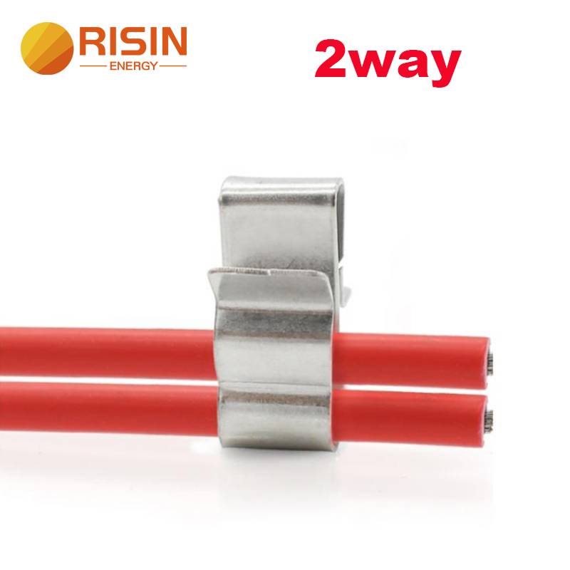 2way 4way Solar Cable Clip Roestfrij stiel Wire Clamp foar Solar Montage Ynstallaasje