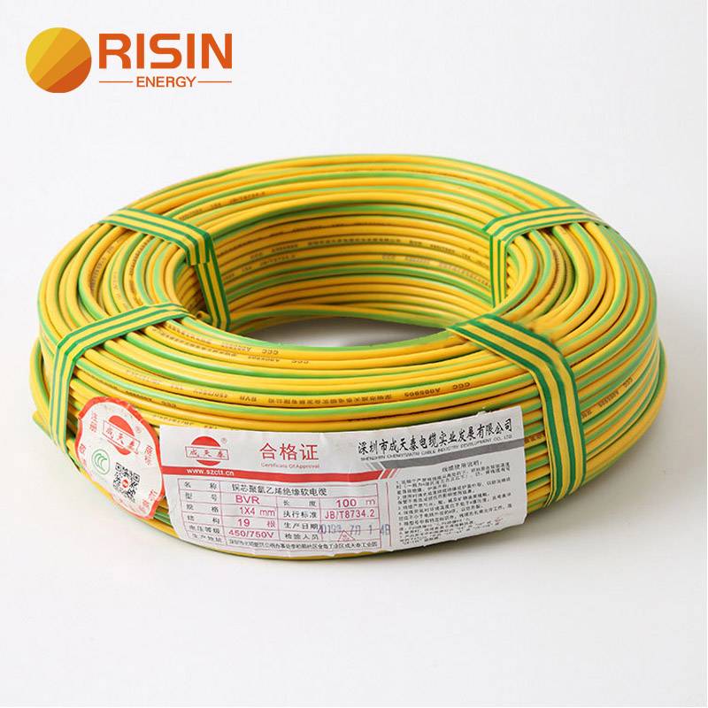 Cable de tierra solar verde amarillo de PVC