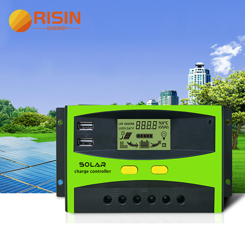 60A Solar Charger Controller Solar Panel Battery Regulator Intelligent Regulator oo leh Bandhig Deked USB ah 12V/24V