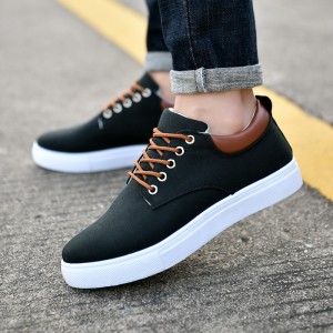 Pánské černé klasické nízké boty Plátěná módní teniska s měkkou stélkou Běžné společenské boty pro muže Pohodlná vycházková obuv