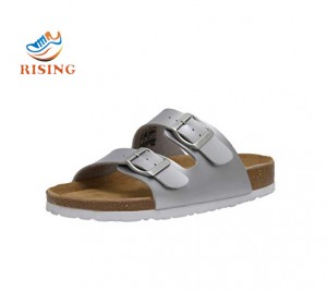 Cow Suede Leather Flat Sandals, 2-Strap Adjustable Buckle