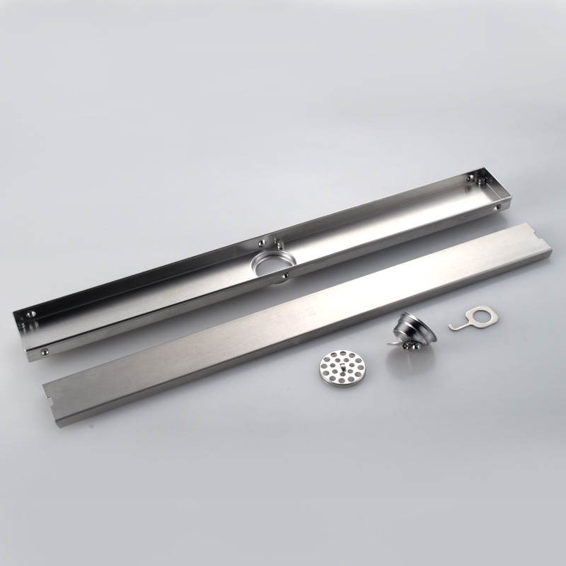 ຮູບສີ່ຫຼ່ຽມມົນ 304 Stainless Steel Linear Shower Floor Drain Length 60cm 80cm ຮູບພາບທີ່ໂດດເດັ່ນ