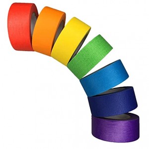 Banda de mascare colorată Washi Tape Curcubeu, de culoare solidă