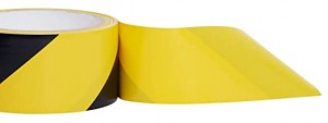 Ruban adhésif d'avertissement/sécurité noir brillant + jaune, ruban adhésif d'avertissement haute visibilité pour l'extérieur