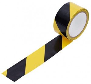 Светло црна + жолта Внимание/Безбедносна лента Леплива лента за предупредување со висока видливост на отворено