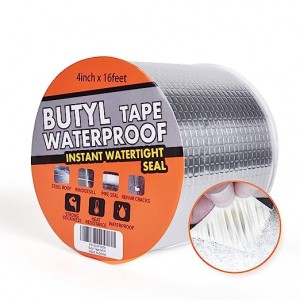 Butyl Tape Waterproof Sealing Tape Aluminum Foil Tape, ສໍາລັບການສ້ອມແປງ RV, ປ່ອງຢ້ຽມ, ຊິລິໂຄນ, ແກ້ວແລະມຸງຮົ່ວ, ການຜະນຶກເຮືອແລະທໍ່, ເງິນ