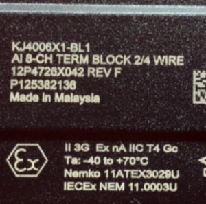 Emerson KJ4006X1-BL1 12P4726X082 AI 8-channel Terminal Block 2/4 wire