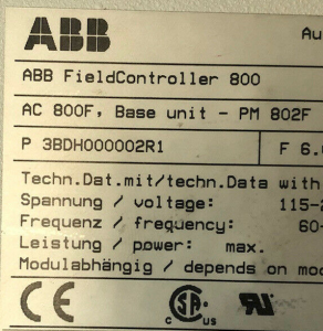 Control System Abb Freelance 2000 Company –  ABB PM 802F 3BDH000002R1 Base Unit 4 MB – RuiMingSheng