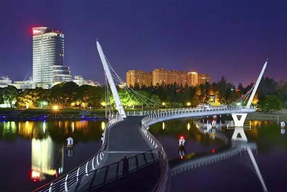 Proyek jembatan lanskap pejalan kaki Taizhou Yongning di Zhejiang