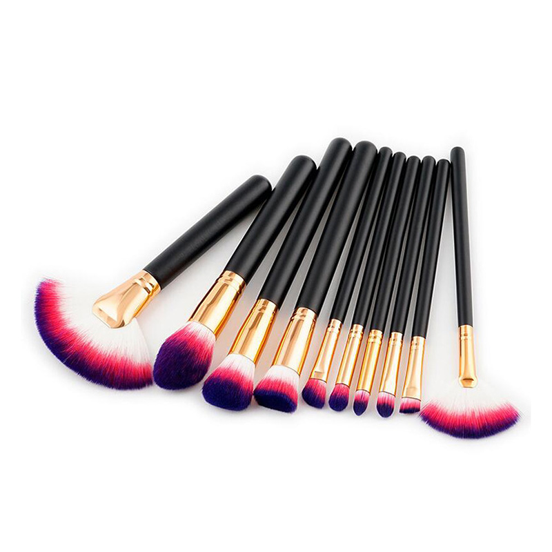 Rainbow Color Makeup Brush Set with Fan Brushes