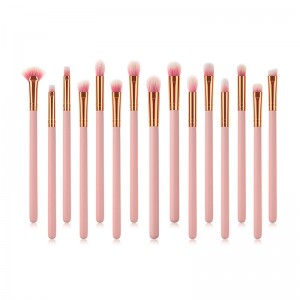 15pcs Pink Colour Eye Brow Eye Shadow Brush Set