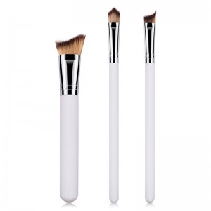 3 pcs White Handle Makeup Brush Set for Eye and Nose