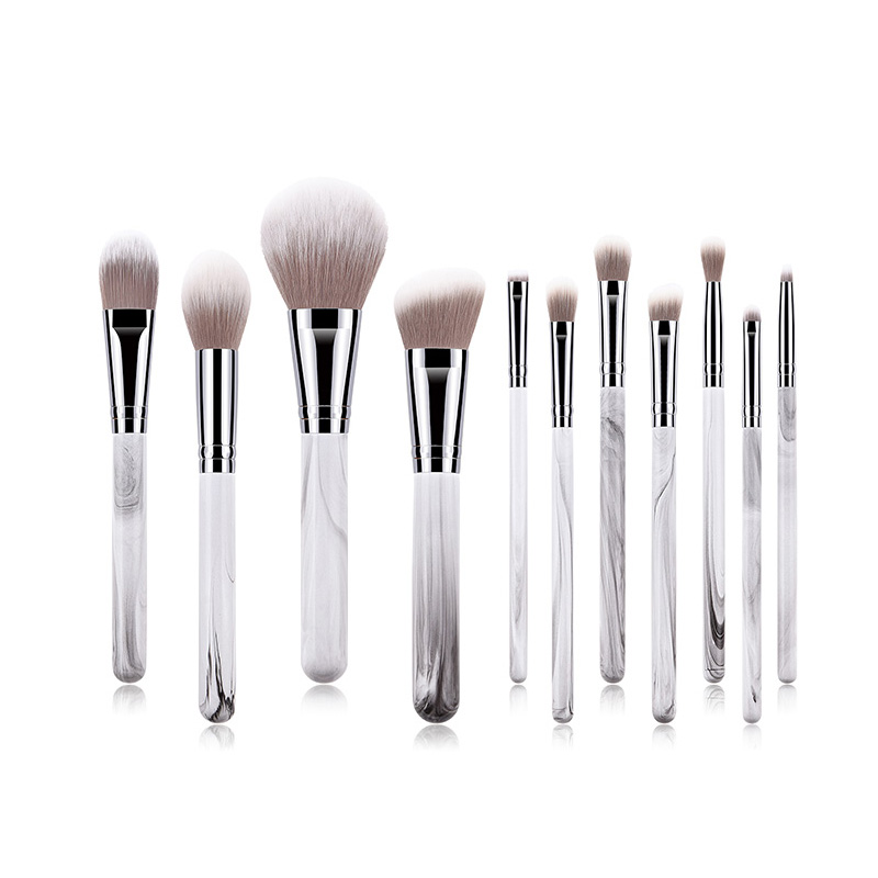 11pcs White and Gray Handle Makeup Brush Set Private Label