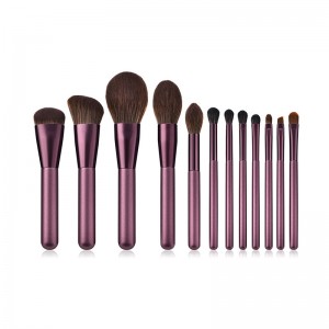 Customized Purple Color 12pcs Cosmetics Brush Set