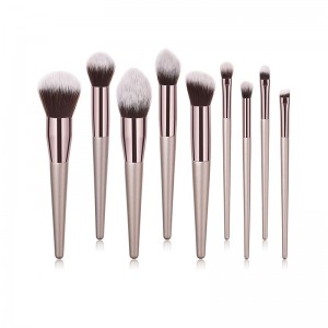 9pcs Soft Synthetic Hair Champagne Color Makeup Brush Set