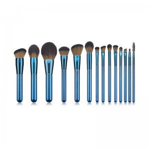 OEM Private Label Blue Handle 14pcs Cosmetics Brush Set